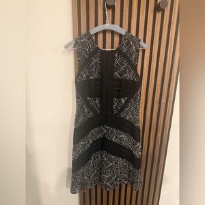 BCBGMaxAzria Black and White Patterned Dress